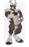  alrik_(coachmika) anthro antlers balls erection genitals hand_on_hip hi_res horn humanoid_genitalia humanoid_penis male nintendo penis pok&eacute;mon pok&eacute;mon_(species) sawsbuck shepherdart simple_background solo video_games white_background 