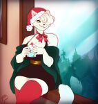  anthro big_breasts breasts christmas clothed clothing elking felid feline female hi_res holidays mammal scottie_styx smile solo 