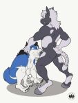  3:4 4_toes 5_fingers alez_stolf anthro anthro_on_anthro anthro_penetrated anthro_penetrating anthro_penetrating_anthro black_hair blue_body blue_eyes blue_fur blue_tail bodily_fluids braided_tail butt canid canine crouching cum cum_on_face drae_(saintcadek) duo equid equine erection eyebrows feet fellatio fingers fur genital_fluids genitals grey_eyes grin hair half-closed_eyes hand_on_hip head_grab hi_res hooves horse hybrid looking_at_another looking_at_partner male male/male male_penetrated male_penetrating male_penetrating_male mammal narrowed_eyes nude oral penetration penile penis sex signature simple_background sky3 smile standing toes white_background white_body white_fur white_hair white_tail 