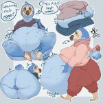  1:1 anthro avian belly bent_over big_belly big_butt bird bumbleblues butt cellulite clothed clothing clothing_lift columbid death dialogue digestion dodo fatal_vore female female_pred genitals huge_butt huge_thighs looking_back multiple_poses navel oral_vore overweight pose pussy rumbling_stomach shirt shirt_lift talking_to_viewer thick_thighs topwear vore wide_hips 