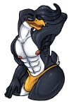  3-2-1_penguins! abs anthro armpit_hair avian beak bird body_hair clothing grin hand_behind_head hi_res male muscular muscular_male nipples pecs penguin pompadour raised_arm raised_tail smile solo solo_focus syndhart thong underwear zidgel 