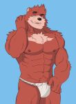  2021 abs absurd_res anthro barazoku bottomwear clothing fur hi_res kumatetsu male mammal muscular muscular_anthro muscular_male naikuma nipples pecs simple_background solo the_boy_and_the_beast ursid 