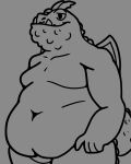  4:5 absurd_res anthro belly chubby_anthro chubby_male claws digital_media_(artwork) dragon dreamworks dromaeo gronckle hi_res male membrane_(anatomy) membranous_wings monochrome nude overweight overweight_anthro overweight_male scalie simple_background slightly_chubby solo solo_focus western_dragon wings 