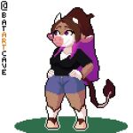  1:1 animated anthro batartcave bottomwear bouncing bovid bovine cattle clothed clothing female fully_clothed mammal short_playtime shorts solo 