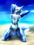  2021 3:4 anthro beach breasts clothed clothing day detailed_background digital_media_(artwork) dragon equus female hi_res non-mammal_breasts outside sand seaside shoreline sky water 