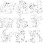  3_toes abdominal_bulge ambiguous_gender anthro arcanine belly bodily_fluids canid canine chesnaught claws coiling drooling duo eyes_closed fangs feet feet_first felid feral front_view fur head_in_mouth hi_res legendary_pok&eacute;mon lucario luxray mammal mane monochrome neck_bulge nintendo nummynumz one_eye_closed open_mouth oral_vore paws pikachu pok&eacute;mon pok&eacute;mon_(species) raichu saliva scolipede serperior seviper sharp_teeth simple_background solo_focus suicune swallowing tartii teeth throat_hug toe_claws toes tongue video_games vore white_background zangoose 