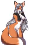  anthro breasts canid canine female fox fur genitals hi_res mammal multicolored_body multicolored_fur nude pussy reina. simple_background solo standing white_background 