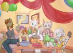  anthro birthday cake darkinian dessert domestic_cat equid equine felid feline felis food fur galo group hi_res horse hybrid jaguar male mammal pantherine party pony tiger white_body white_fur young 