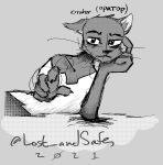  anthro black_body black_fur clothed clothing digital_media_(artwork) domestic_cat english_text felid feline felis fur gesture greyscale halcyon_(series) looking_at_viewer lost_andsafe male mammal monochrome orator_(halcyon) pointing pointing_at_viewer russian_text screentone simple_background solo text 