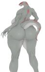  anthro audunor big_breasts big_butt breasts butt curvy_figure female green_body hi_res lizard muscular muscular_female reptile scalie sharp_teeth simple_background solo teeth voluptuous wide_hips 
