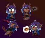  2021 absurd_res anthro breasts canid canine clothed clothing digital_media_(artwork) female green_eyes hair hi_res mammal omesore purple_hair smile solo 