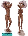  accessory disney duo ear_piercing ear_ring fanbox female gem genitals hair_accessory hi_res humanoid humanoid_pointy_ears navel nipples nude outie_navel piercing pussy running skara smudge_proof solo the_owl_house witch_(the_owl_house) young 