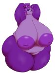  2021 absurd_res areola belly big_areola big_breasts breasts brewheardt female giant_panda hair hair_bun hands_behind_head hi_res inverted_nipples lily_(disambiguation) mammal nipples overweight purple_body thick_thighs ursid 