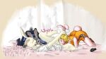 16:9 2021 all_fours anthro anthro_on_anthro beastars bed blonde_hair blush brown_eyes carrot_(one_piece) clothed clothed_sex clothing crossover cunnilingus dipstick_ears disney dress ear_grab eyes_closed female female/female fully_clothed fur furniture group group_sex hair haru_(beastars) hi_res inside judy_hopps lagomorph leporid lying mammal markings multicolored_body multicolored_ears multicolored_fur on_back on_bed one_piece oral police_uniform purple_eyes rabbit sex tenthmuse threesome two_tone_body two_tone_fur uniform vaginal white_body white_fur widescreen zootopia 
