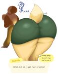 absurd_res animal_crossing anthro bent_over big_butt bottomwear butt canid canine canis clothing dialogue domestic_dog female hi_res huge_butt isabelle_(animal_crossing) jhenightfox mammal nintendo shih_tzu skirt solo thick_thighs toy_dog video_games 