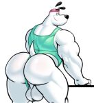  anthro balls bandanna butt canid canine canis domestic_dog dudley_puppy genitals hunnipanda kerchief male mammal muscular nickelodeon solo t.u.f.f._puppy workout_clothing 
