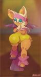  absurd_res anthro big_butt bottomwear butt chiropteran clothed clothing exercise female hi_res mammal negullust rouge_the_bat sega shirt shorts solo sonic_the_hedgehog_(series) topwear wide_hips 