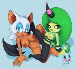  alternate_version_at_source anthro big_breasts bodily_fluids breasts chiropteran duo female female/female genital_fluids genitals looking_at_viewer mammal nude pussy pussy_juice rouge_the_bat saltwatertoffee sega sex simple_background smile sonic_the_hedgehog_(series) spread_legs spreading the_deadly_six tribadism vaginal watermark zeena zeti 