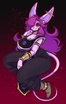  2021 absurd_res beerus breasts crossgender digital_media_(artwork) dragon_ball dragon_ball_super ear_piercing felid feline female hi_res mammal markings mole_(marking) piercing red_sclera solo thick_thighs toxicsoul77 under_boob 