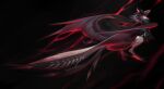  2021 ambiguous_gender black_background claws digital_media_(artwork) dragon feral fur furred_dragon horn kdromka simple_background solo wings 