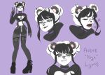  anthro black_sclera character_name_aubre clothed clothing ear_piercing gesture giant_panda green_eyes lady_fresh mammal monochrome_fur piercing solo ursid v_sign 