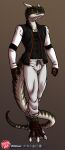  2021 2_horns 3_toes 4_fingers abelisaurid abs absurd_res adonis_(malthaeos) anthro artist_logo athletic athletic_anthro athletic_male biped black_clothing black_jacket black_shirt black_topwear bottomwear brown_body brown_scales bulge carnotaurus cel_shading claws clothed clothing countershade_face countershade_hands countershade_neck countershade_scales countershade_tail countershading digital_drawing_(artwork) digital_media_(artwork) digitigrade dinosaur feet finger_claws fingers front_view full-length_portrait fully_clothed green_body green_scales grey_background grey_eyes head_spikes hi_res horn jacket logo looking_at_viewer male pants portrait predaguy reptile scales scalie shaded sharp_teeth shirt simple_background solo spiked_tail spikes spikes_(anatomy) sweatpants teeth theropod toe_claws toes topwear white_body white_bottomwear white_clothing white_countershading white_horn white_pants 