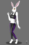  anthro athletic athletic_female bottomwear cammie_bridge clothing digital_drawing_(artwork) digital_media_(artwork) female fitness gym_clothing hare lagomorph leporid mammal modelling pants pose precascer slim solo yoga_pants 