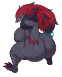  2021 absurd_res anthro anthrofied areola big_areola big_breasts big_butt black_nipples breasts butt claws curvy_figure female hand_on_butt hi_res huge_areola huge_breasts huge_butt looking_at_viewer looking_back nintendo nipples nude pok&eacute;mon pok&eacute;mon_(species) pok&eacute;morph puffy_areola smile smirk solo sssonic2 teeth thick_thighs video_games voluptuous zoroark 