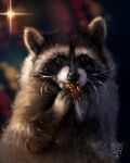  4:5 ambiguous_gender black_eyes feral fur gingerbread_man grey_body grey_fur hi_res looking_at_viewer mammal momodoesarts procyonid raccoon realistic solo whiskers 