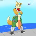  1:1 absurd_res anthro balls big_balls big_penis canid canine clothed clothing fox fox_mccloud genitals hi_res huge_penis hyper hyper_genitalia male mammal nintendo penis red_fox smashmael solo star_fox video_games 