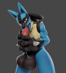  3d_(artwork) anthro athletic athletic_anthro athletic_male autofellatio balls big_balls big_penis black_balls black_body black_fur blue_body blue_fur canid canine canis digital_media_(artwork) fur genitals gloves_(marking) huge_balls huge_penis hyper hyper_balls hyper_genitalia hyper_penis knot lucario male mammal markings masturbation nintendo oral oral_masturbation penile penile_masturbation penis pok&eacute;mon pok&eacute;mon_(species) solo sucking valorlynz video_games 