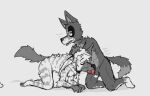  all_fours balls bodily_fluids breath canid canine canis domestic_dog drooling duo genitals grabbing_fur humping hyaenid kneeling male male/male mammal open_mouth oral panting ricthecusco saliva size_difference small_dom_big_sub striped_hyena 