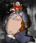  anthro bdsm blindfold blush bodily_fluids bondage bound clothing cum cum_through_clothing drooling elder eric_everyotherheart facial_hair gag genital_fluids hairy hi_res james_barkley kneeling male mustache old overweight pubes ring_gag saliva slightly_chubby sly_cooper_(series) solo sony_corporation sony_interactive_entertainment sucker_punch_productions video_games wet wet_clothing 