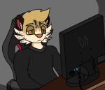  anthro bored clothed clothing computer counter-strike cyberrodrigo desktop felid feline gaming gaming_chair hi_res leopardus male mammal monitor ocelot playing_videogame rodrigo_(cyberrodrigo) solo tired_eyes 