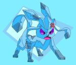  all_fours ambiguous_gender angry blue_body blue_fur eeveelution feral fur glaceon hindpaw nintendo open_mouth paws pok&eacute;mon pok&eacute;mon_(species) purple_eyes solo theenyface video_games 