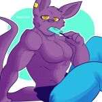  anthro beerus bottomwear clothed clothing digital_media_(artwork) domestic_cat dragon_ball dragon_ball_super felid feline felis fizzyjay food fur hairless hairless_cat hi_res looking_at_viewer male mammal muscular muscular_anthro muscular_male pecs popsicle shirtless shirtless_male simple_background solo sphynx_(cat) 