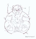  2021 alp_(tas) anthro balls belly duo erection genitals giant_panda ginsingoo1 kemono lifewonders lying male male/male mammal navel one_eye_closed overweight overweight_male penis pillow sex small_penis solo_focus tokyo_afterschool_summoners ursid video_games young 