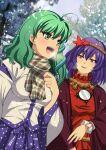  2girls highres kochiya_sanae multiple_girls murasaki_tsutsuji touhou yasaka_kanako 