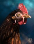  avian avian_caruncle beak bird brown_body brown_eyes brown_feathers chicken comb_(anatomy) feathers female feral galliform gallus_(genus) head_crest hi_res looking_at_viewer momodoesarts phasianid realistic solo 