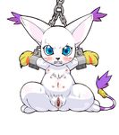  angry barefoot blue_eyes chains digimon furry gatomon nude pussy spread_pussy sweat tailmon 