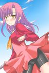  bad_id bad_pixiv_id bike_shorts blush cameltoe geminiboar hayate_no_gotoku! highres katsura_hinagiku pink_hair purple_hair school_uniform solo wind wind_lift yellow_eyes 