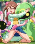  anne_(pokemon) brown_eyes brown_hair consensual_tentacles cradily forest gen_3_pokemon happy lileep long_hair lowres nature one_eye_closed panties pokemoa pokemon pokemon_(anime) pokemon_(creature) smile tentacles underwear 