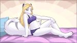 16:9 2019 absurd_res anthro arctic_fox belly big_belly blush bra breasts canid canine clothing digital_media_(artwork) female fox fur hair hi_res looking_at_viewer mammal pinup pose pregnant shorts sidni sidnithefox small_breasts smaller_version_at_source smile solo sports_bra underwear wallpaper white_fur 
