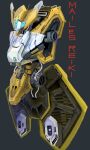  blue_eyes cable character_name donguri_kaijin grey_background highres kyoukai_senki looking_down mecha no_arms no_legs reiki_(kyoukai_senki) science_fiction solo 