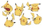  :3 :d black_eyes bottle cheek_squash closed_eyes closed_mouth holding holding_bottle ketchup_bottle looking_up no_humans open_mouth pikachu pokemon pokemon_(creature) smile symbol-only_commentary tongue white_background yoko.u 