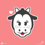  &lt;3 anthro black_body black_eyes black_fur blush blush_stickers bovid bovine cattle clarabelle_cow disney eyelashes female fur happy horn looking_at_viewer mammal pink_background pitbaldriz simple_background smile solo white_body white_fur 