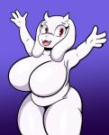  2021 4k absurd_res anthro belly big_breasts boss_monster bovid breasts caprine curvy_figure digital_media_(artwork) eyelashes featureless_breasts female fingers fur goat hi_res horm huge_breasts long_ears looking_at_viewer mammal mature_anthro mature_female navel nude purple_background red_eyes simple_background slightly_chubby smile solo someth1ngoranother spread_arms standing thick_thighs tongue toriel undertale undertale_(series) video_games voluptuous white_body white_fur wide_hips 