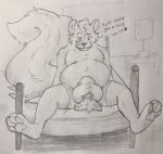  &lt;3 ambiguous_gender anthro ball_sniffing bed bedroom_eyes belly big_bulge black_and_white blush bulge bulge_in_face canid canine cheek_tuft clothed clothing crotch_sniffing dialogue dominant dominant_male duo english_text eyebrows facesitting facial_tuft fluffy fluffy_tail fox furniture greyscale head_tuft herbalyeen hi_res hindpaw huge_tail larger_male licking licking_lips looking_down male male/ambiguous mammal mephitid monochrome musk narrowed_eyes on_bed overweight overweight_male pawpads paws seductive sitting sitting_on_bed size_difference skunk sniffing spread_legs spreading talking_to_another text toker_(herbalyeen) tongue tongue_out topless traditional_media_(artwork) tuft underwear underwear_only underwear_sniffing 