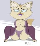  absurd_res big_breasts breasts canid canine clothed clothing ears_up evil_look female fennec fox foxart950 fur hi_res lingerie looking_at_viewer mammal mr_valentine00 partially_clothed short_stack simple_background smile smiley_face solo thick_thighs 