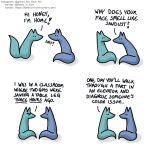  1:1 blue_body blue_fox_(foxes_in_love) blue_fur blue_tail canid canine comic dialogue duo english_text feral fox foxes_in_love fur green_body green_fox_(foxes_in_love) green_fur green_tail hi_res male_(lore) mammal shadow simple_background text url 